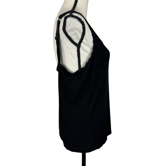 Chico’s Travelers SZ 2 (Large) Tank Top Lace Trim Liquid Knit Adjustable Straps - Picture 3 of 8